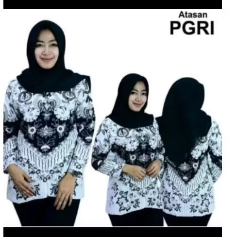Baju PGRI seragam guru PGRI putih wanita lapis furing