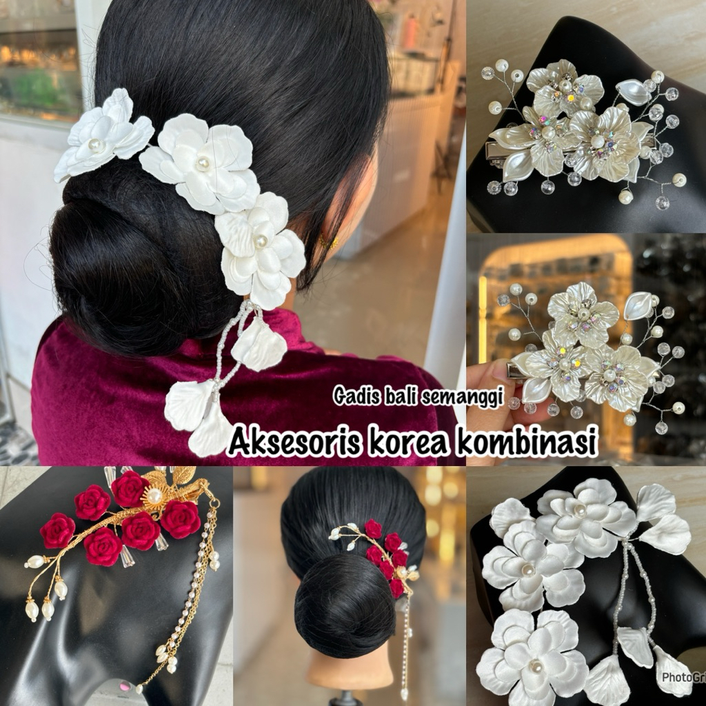 jepit mawar aluna/ hairpeace mawar putih/bunga sanggul