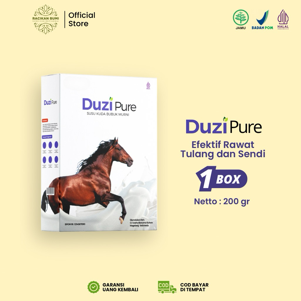 

Duzi Pure - Susu Kuda Lombok Bubuk 200 Gram Agar Awet Muda Paket 1 Box