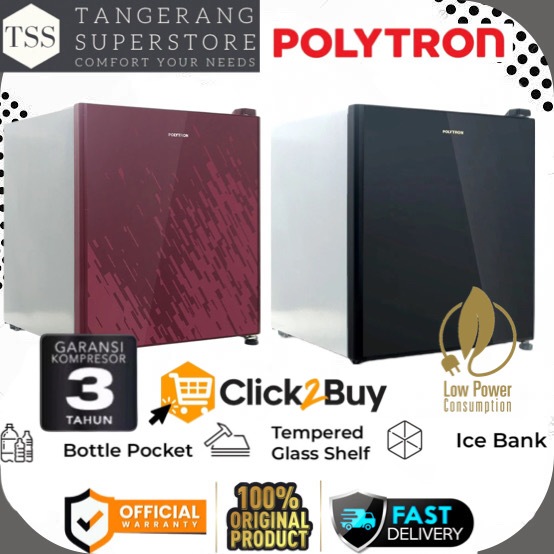 KULKAS MINIBAR POLYTRON PRH-51 PRH51 PRH 51 TEMPERED GLASS DOOR MINI BAR POLYTRON LEMARI ES PORTABLE