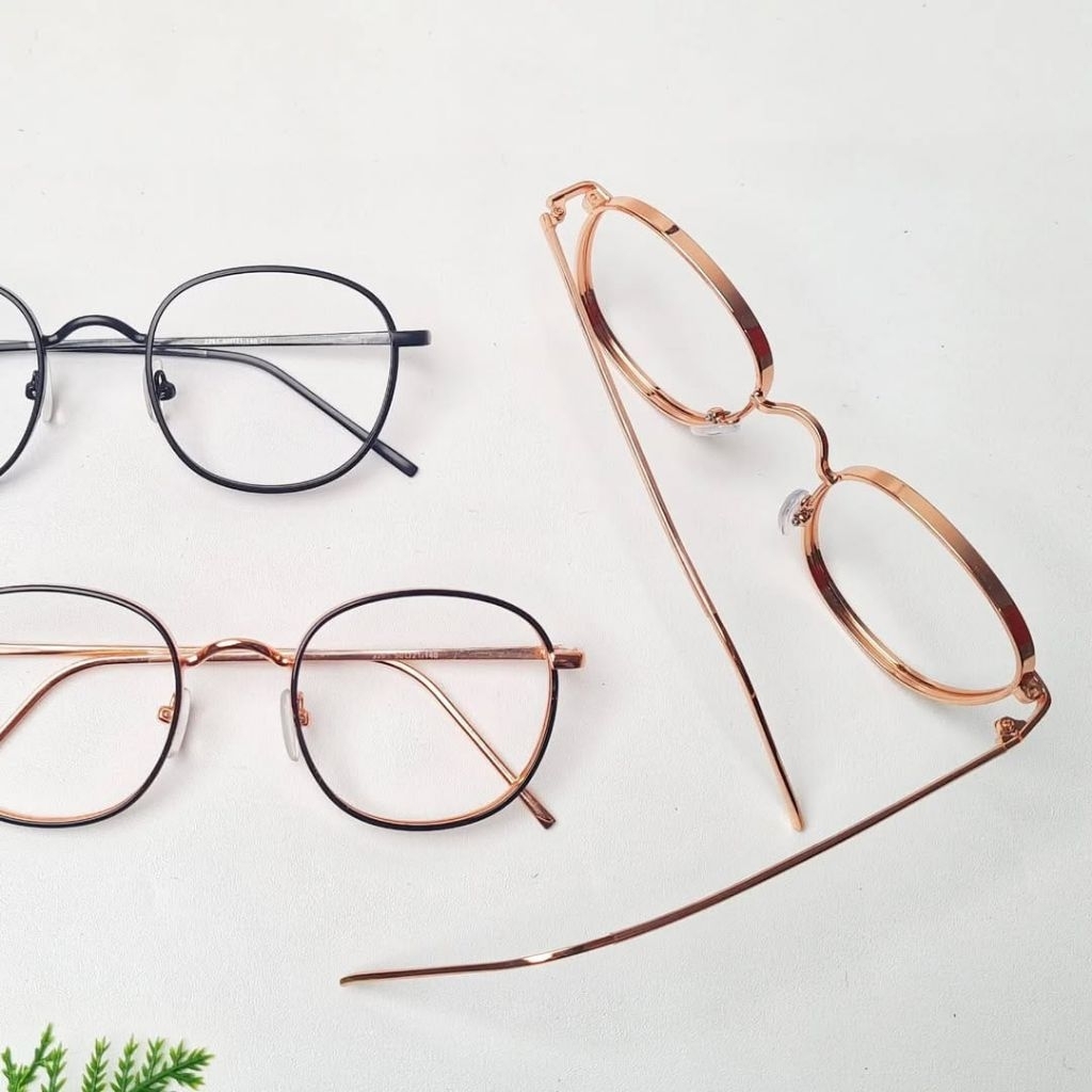 frame kacamata besi bulat gratis lensa minus singel/cyl/radiasi/photocromik/blucromik/frame kacamata