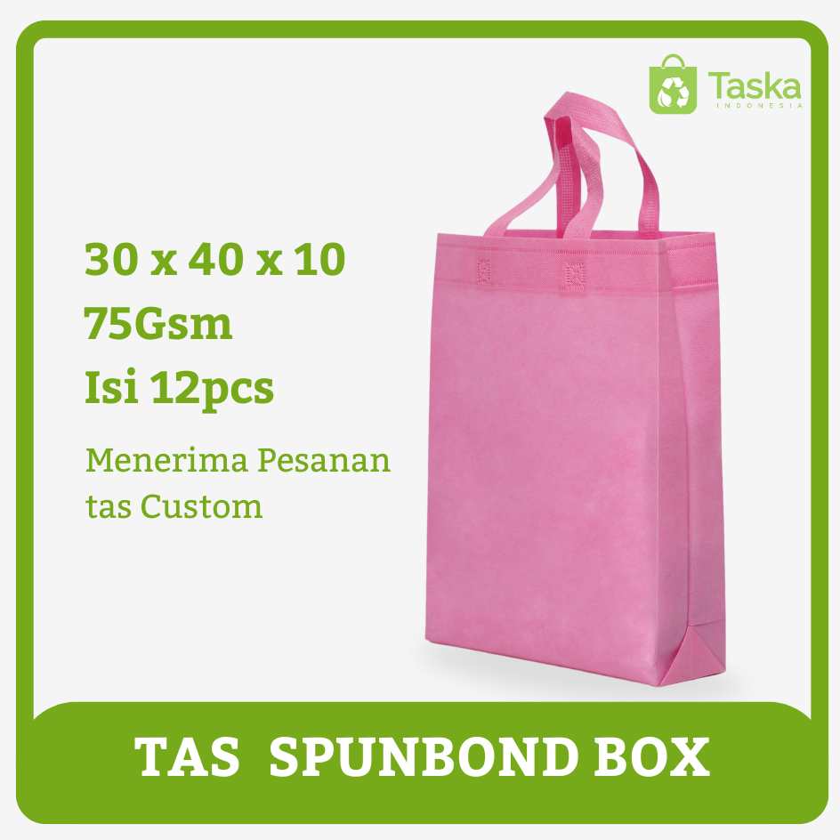 

Taska - Tas Spunbond Box 30x40x10 Lusinan Warna Pink Goodiebag Box Grosir Bisa Custom