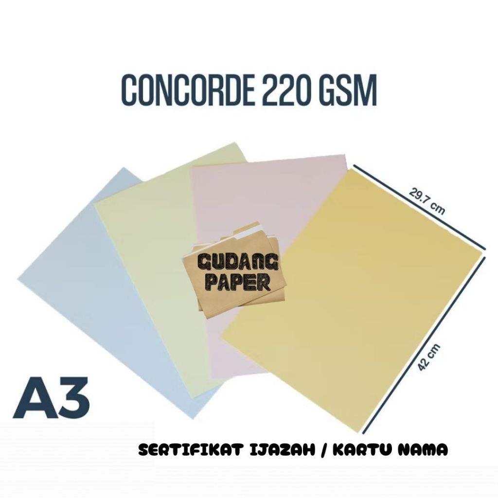 

Kertas Concorde A3 220 gr isi 30 lembar / Concorde A3 220 gram / Kertas Sertifikat Piagam