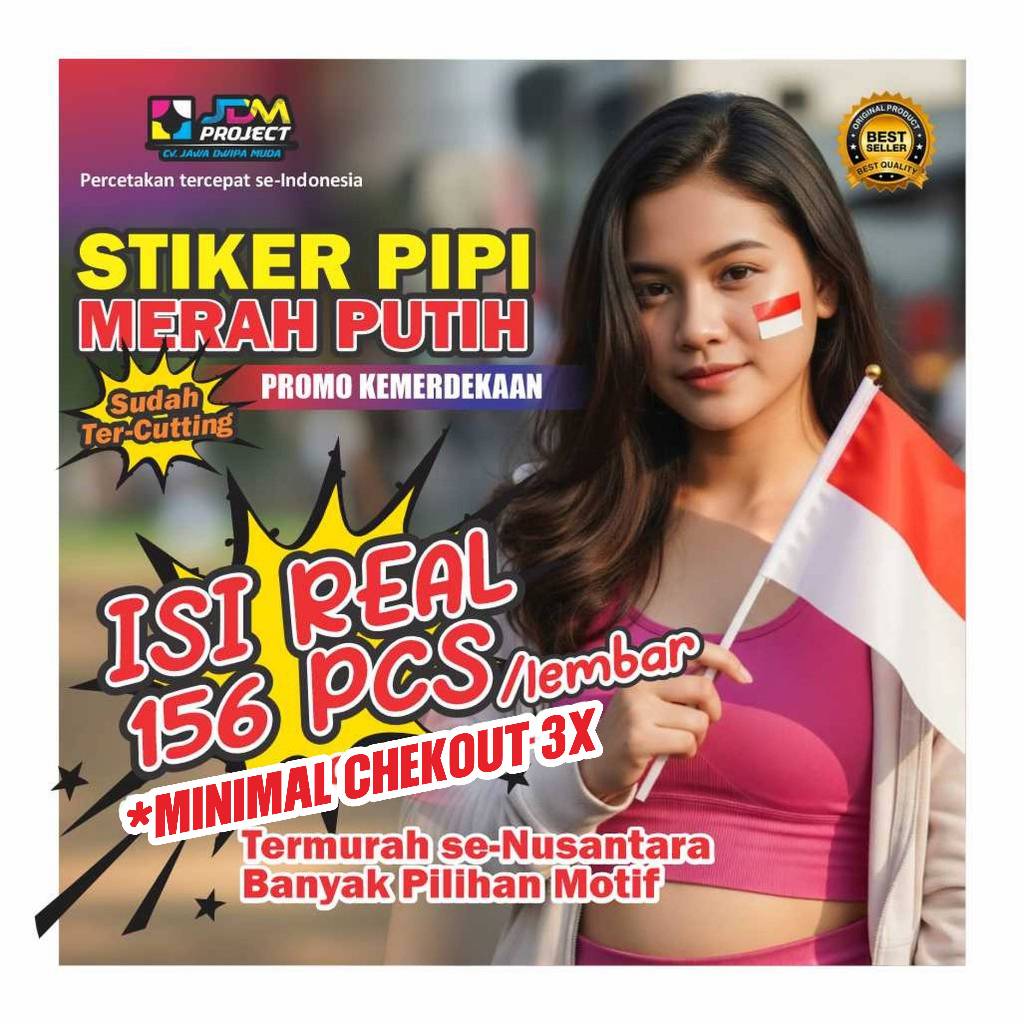 

(Isi 156 Pcs) Stiker Pipi Bendera Merah Putih Chromo l Kemerdekaan HUT Republik Indonesia 17 Agustus BENDERA ONE PIECE