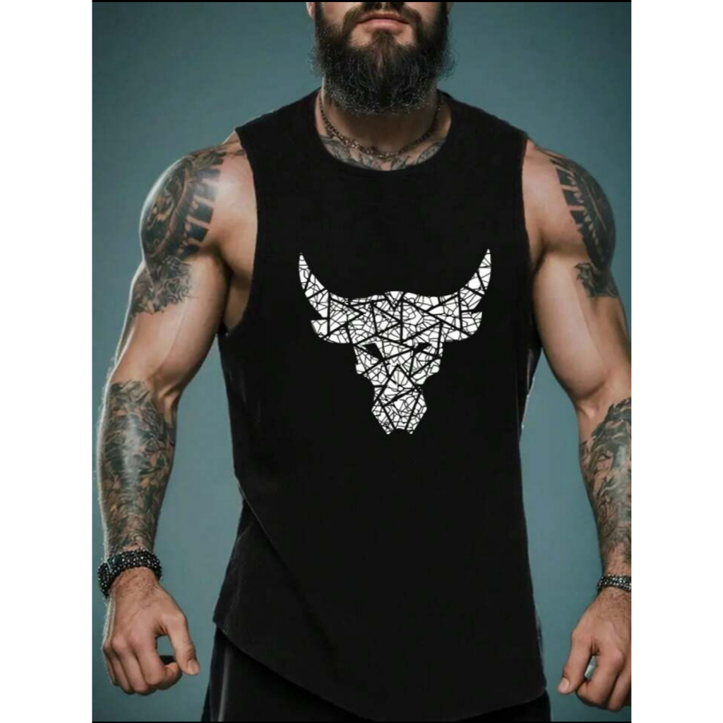 singlet banteng sablon banteng gambar tanduk kaos pria dewasa kaos santai kaos olahraga kaos gym kao