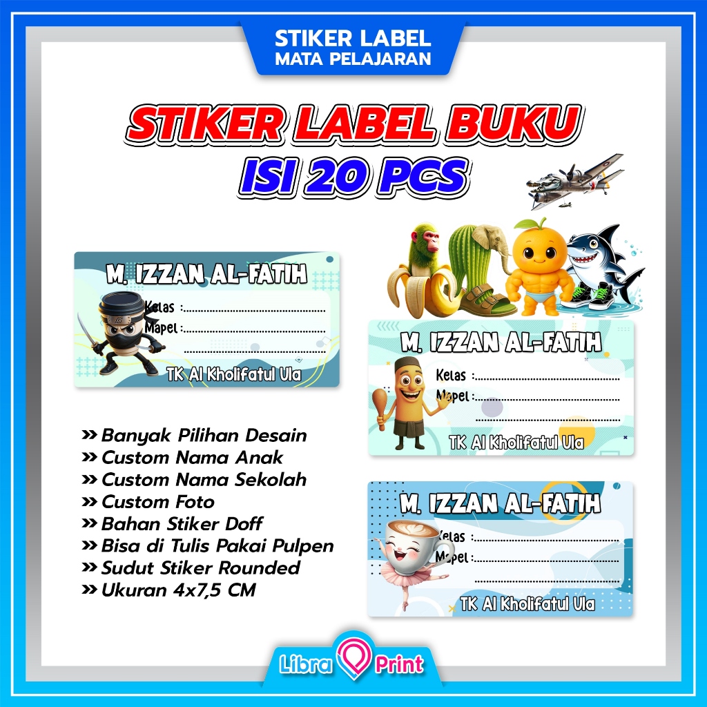 

[ISI 20 PCS] MPA - STIKER LABEL MATA PELAJARAN BUKU SEKOLAH CUSTOM FOTO