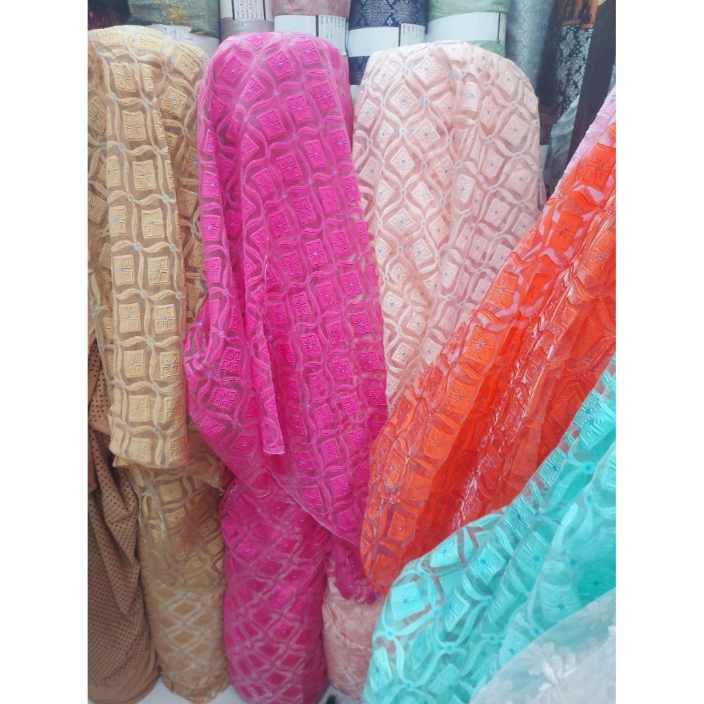 kain organza kaca - kain organza original