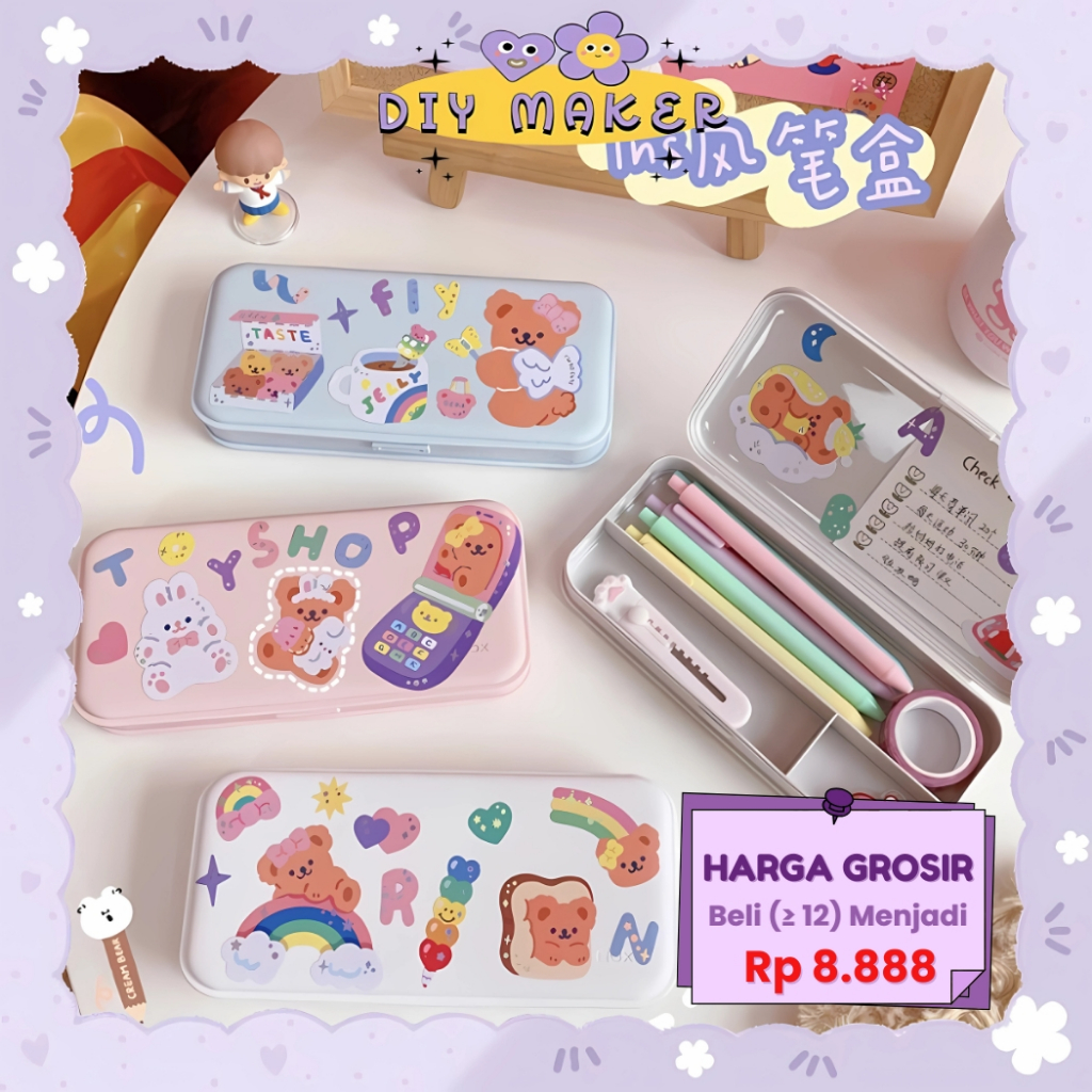 

DM Kotak Pensil Box Simple DIY Case Aesthetic Kotak Pensil / Tempat Pensil Kotak Pensil Gambar KP07