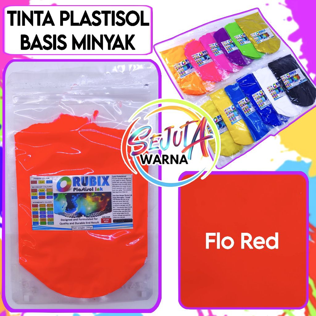 

TINTA PLASTISOL RUBIX FLO RED 200GR CAT SABLON KAOS