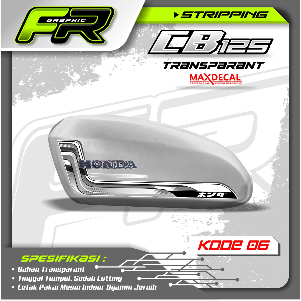 STIKER TANGKI CB POLOS CB BATIK STRIPING CB 125 CB 100 CB GLATIK  KODE 06