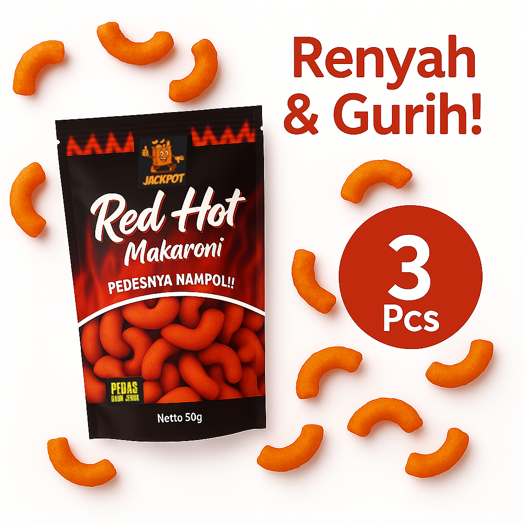

SAMPEL GRATIS JACKPOT Snack Makaroni Pedas Best Seller Camilan Murah Isi 3