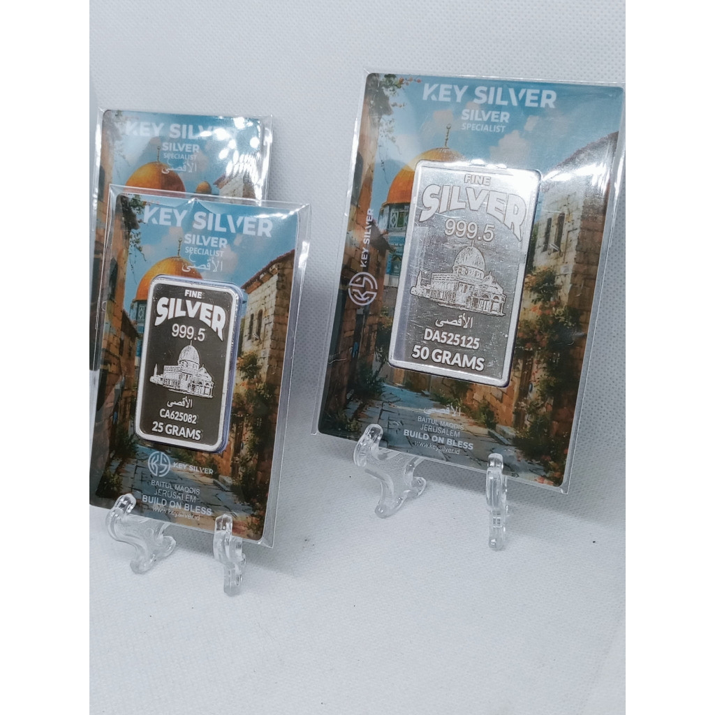 Key Silver Batangan 1 Gram 5 Gram 10 Gram 25 Gram 50 Gram 100 Gram Perak Murni Kadar 999.5% Sertifik
