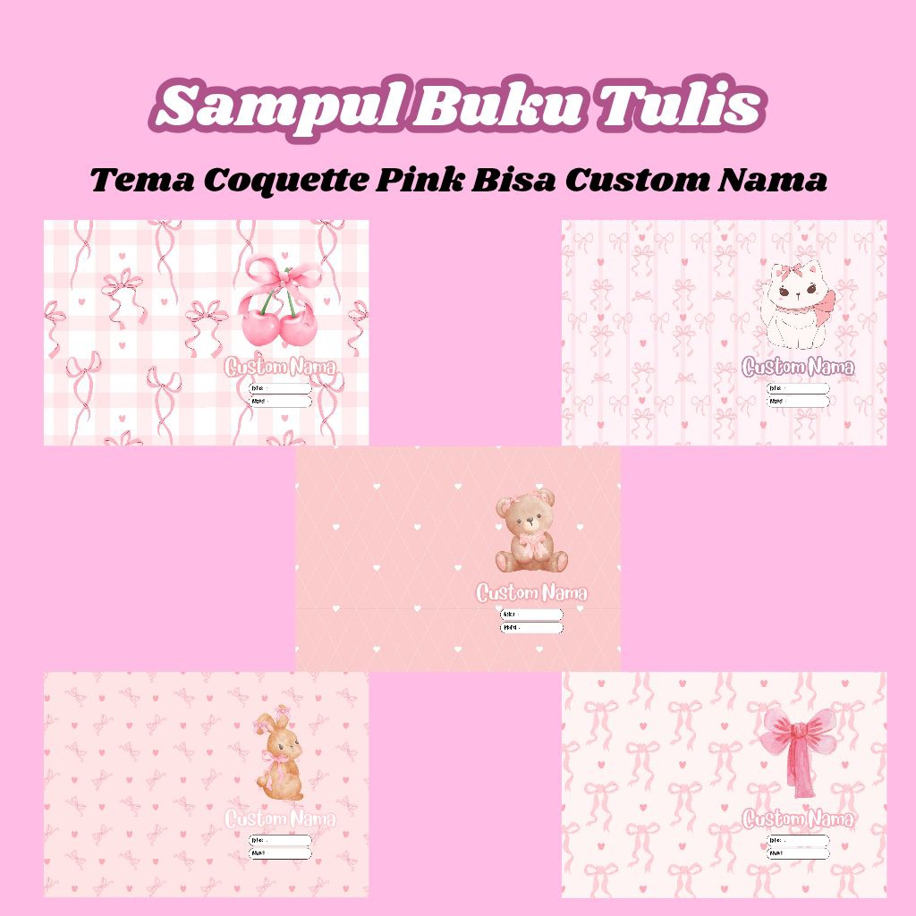 

♡ Sampul Buku SIDU Tema Coquette Pink ♡ BISA CUSTOM NAMA
