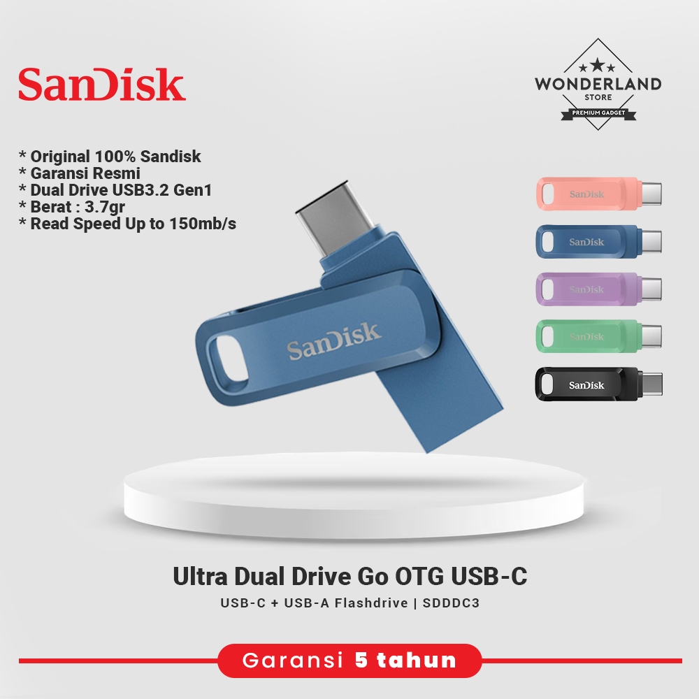 Sandisk Flashdisk OTG USB-C+USB-A 3.1 2in1 Ultra Dual Drive Go SDDDC3