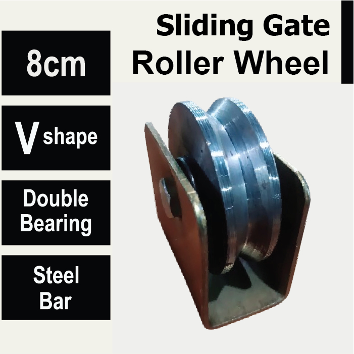 Roda Pintu Pagar Gerbang Besi As Rel V Siku 8cm