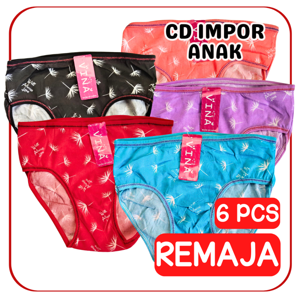 6 Pcs Celana Dalam Motif Impor Remaja Wanita / Celana Dalam Anak Lusinan GRIYO DALEMAN99