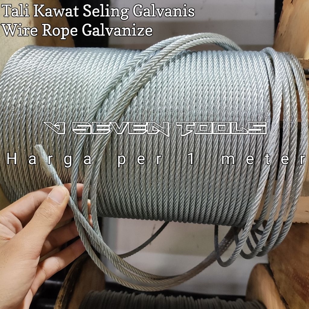Kabel Seling Baja Galvanis 2 3 4 mm Tali Seling Kawat Baja Galvanis