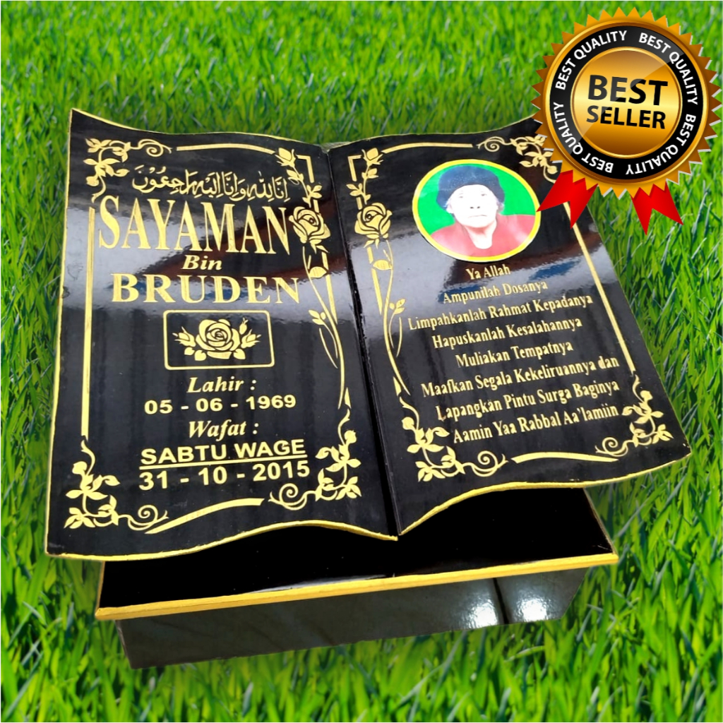 Batu Nisan Buku 30X30 + Foto Premium
