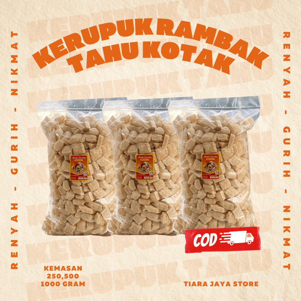 

1 KG Kerupuk Tahu Kotak | Rambak Tahu Original | Kerupuk Camilan