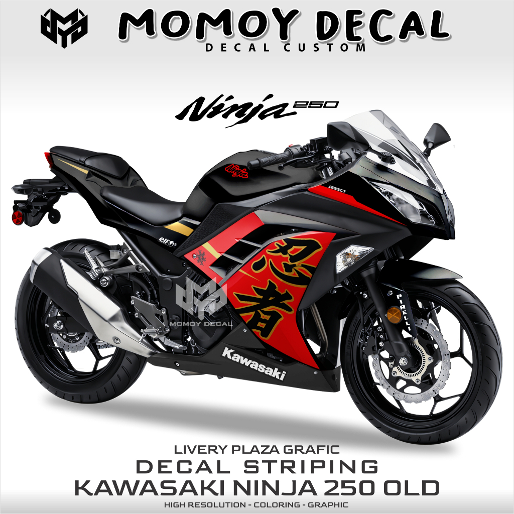striping ninja 250 fi desain custom kanji / stiker motor Kawasaki ninja fi  kanji / decal custom nin