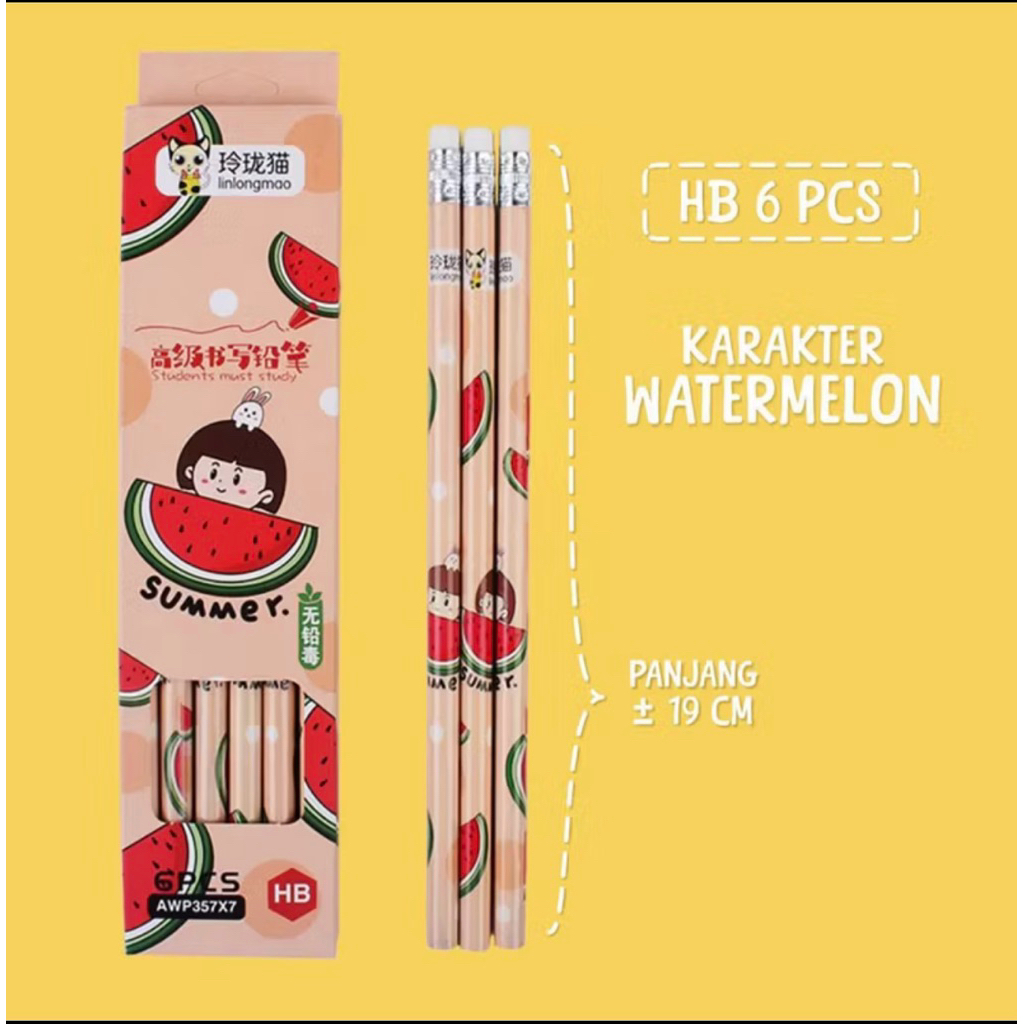 

Pensil Set HB isi 6 pcs/ Alat Tulis Sekolah karakter kartun lucu
