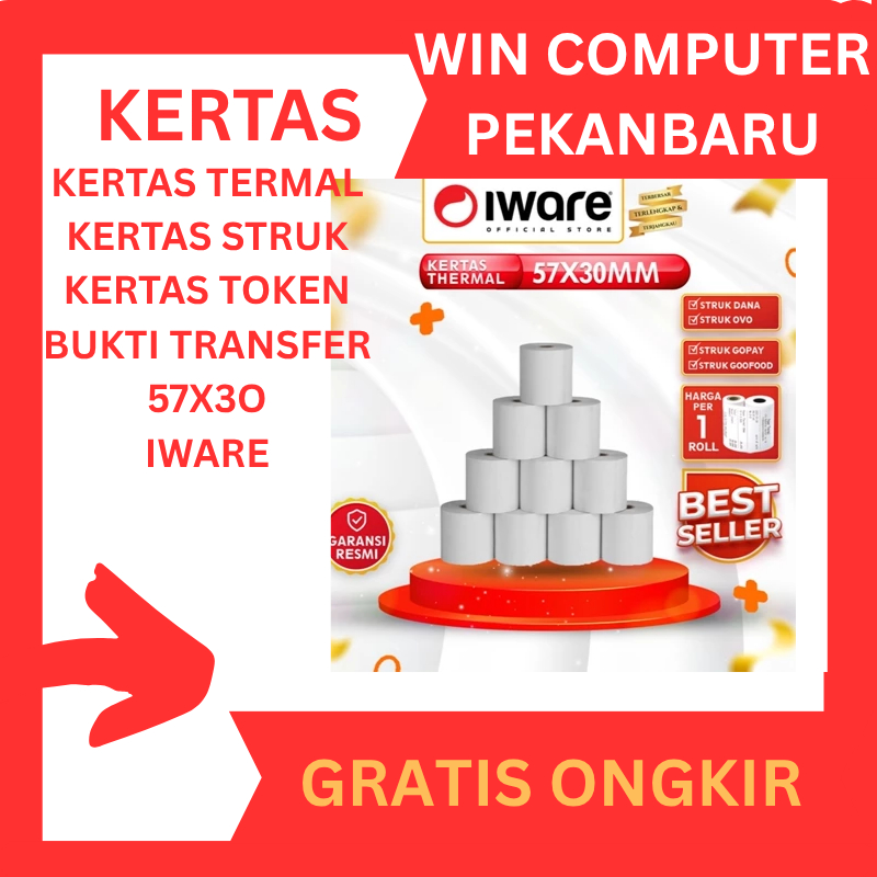 

Kertas Struk Thermal 57x30 mm 58x30 mm Paper Roll Mini Printer 1 ROLL