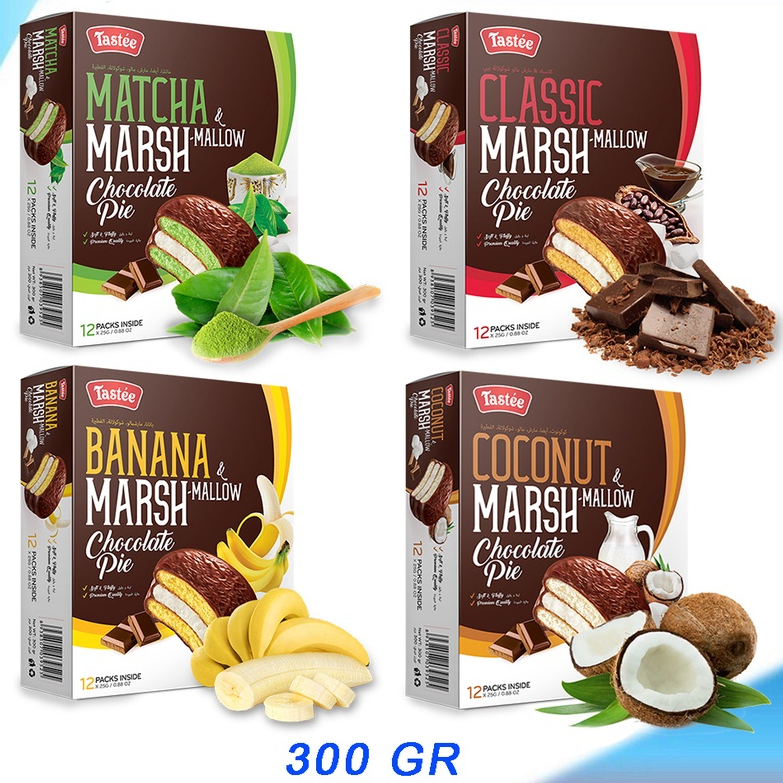 

[oddsolshop] pekanbaru/Tastee Biskuit Cokelat 12 PCS 25GR Chocolate Pie Banana Coconut Marshmallow