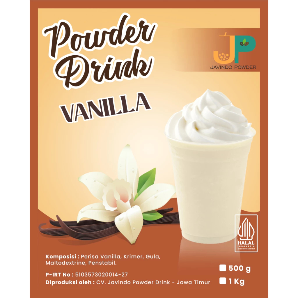 

JAVINDO Bubuk Minuman Rasa Vanilla White / Vanila Putih 1Kg / 1 Kg Reguler - Javindo Powder