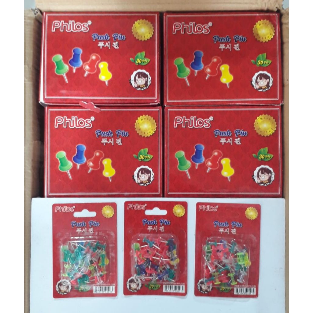 

Push Pin Transparan Warna Philos