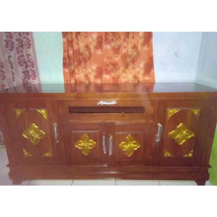 Bupet tv minimalis kayu jati sli kualitas terbaik harga terjangkau