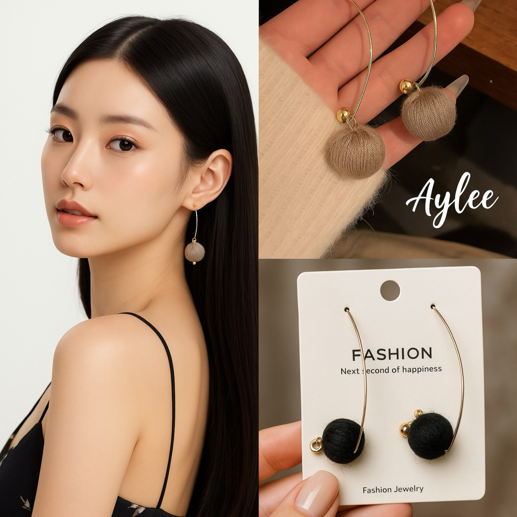 (CHARMEE) ANTING TITANIUM GANTUNG JUNTAI DAZZLING BALL KOREA PREMIUM LAPIS SILVER ANTI KARAT