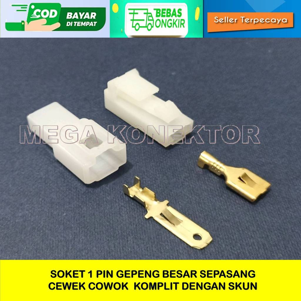 Soket Kabel 1 Pin Besar Buat Motor Mobil Male Female Komplit Skun / Soket Kabel /Soket Kabel/ Soket