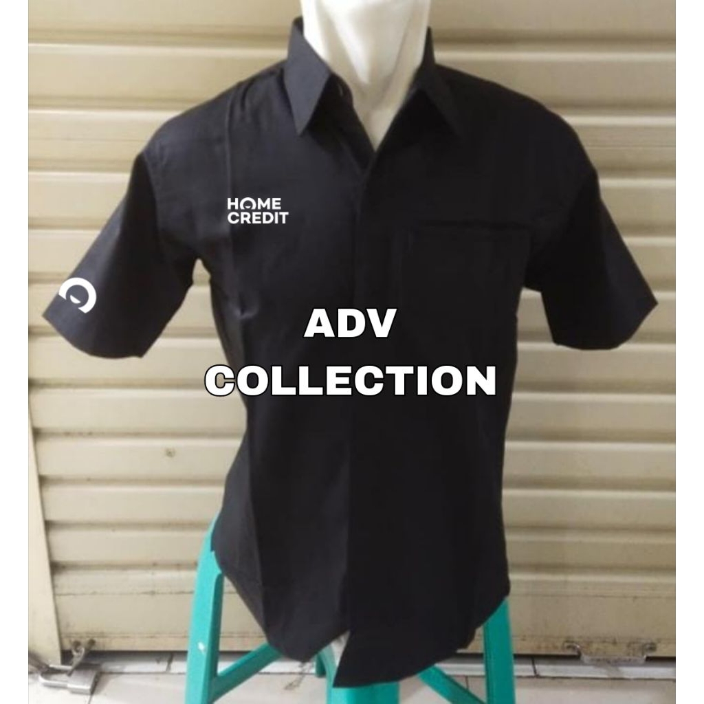 Kemeja HOME CREDIT Hitam Lengan Pendek Pria Bordir