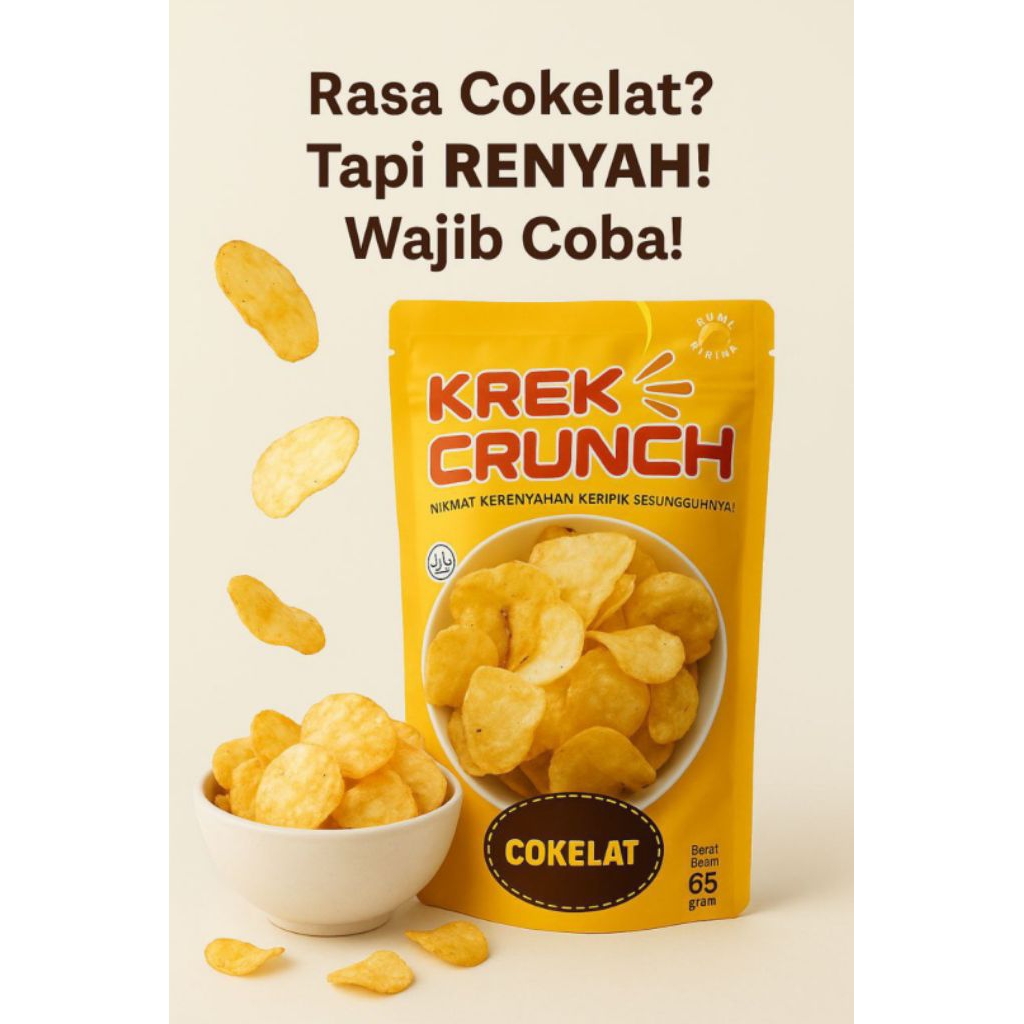 

KREK CRUNCH – Keripik Talas Rasa Cokelat