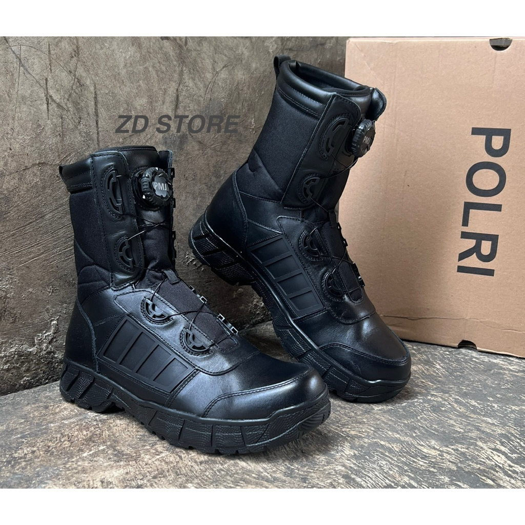 Sepatu PDL TACTICAL JATAH POLRI 2025 TALI PUTAR/Sepatu PDL TACTICAL POLRI PUTAR HITAM 2025