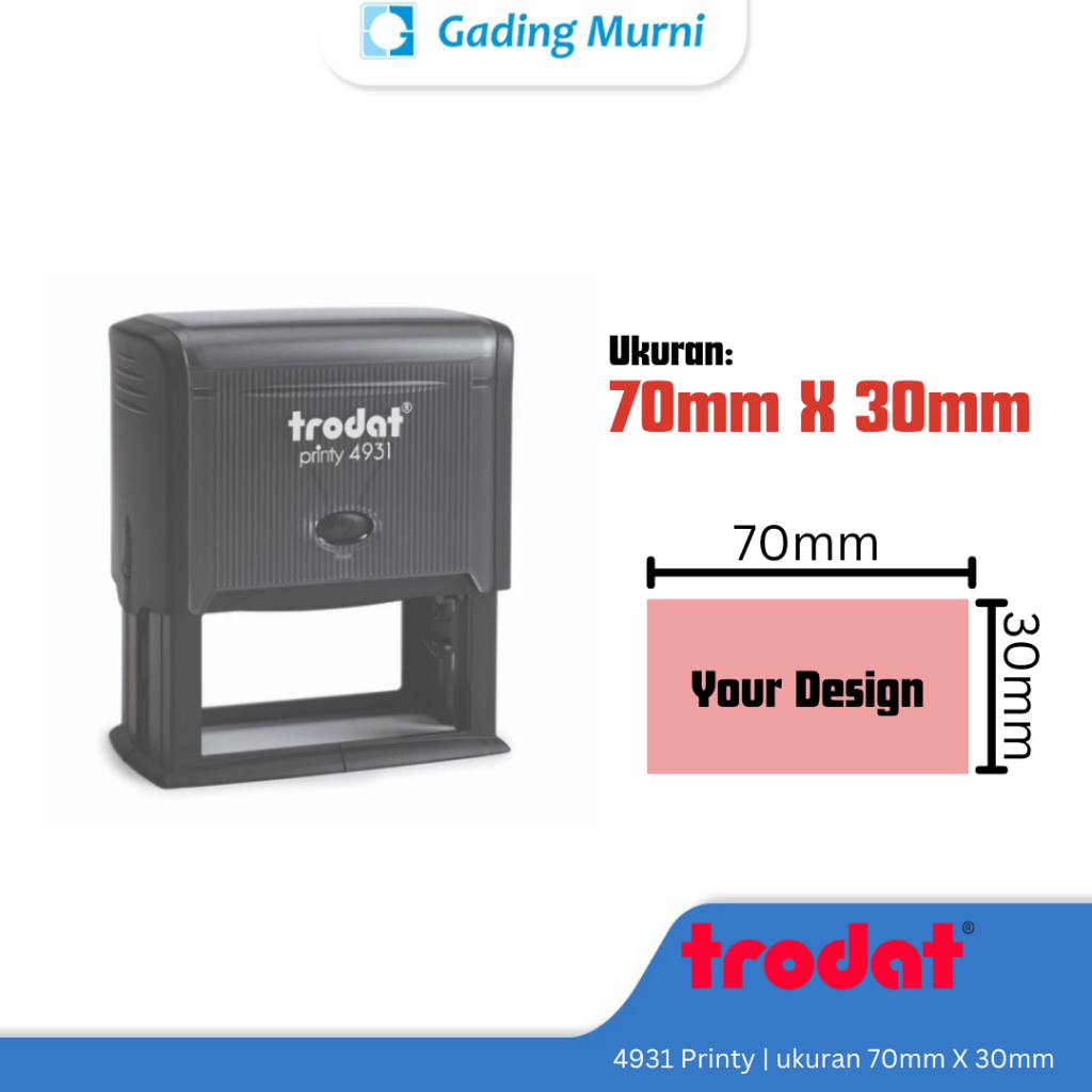 

Stempel Trodat Printy Custom Otomatis 4931 ukuran 70 X 33 mm