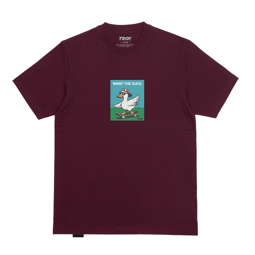 Troy Company Tshirt Maroon What The Duck - Kaos Lengan Pendek Kaos Merah Maroon MTD 2782