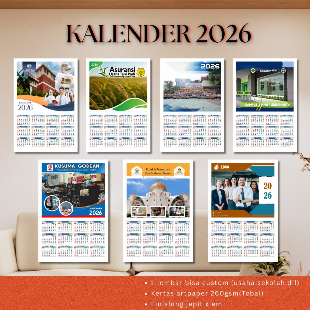 

KALENDER 2026 CUSTOM 1Lembar Bahan Tebal (GRATIS DESAIN)