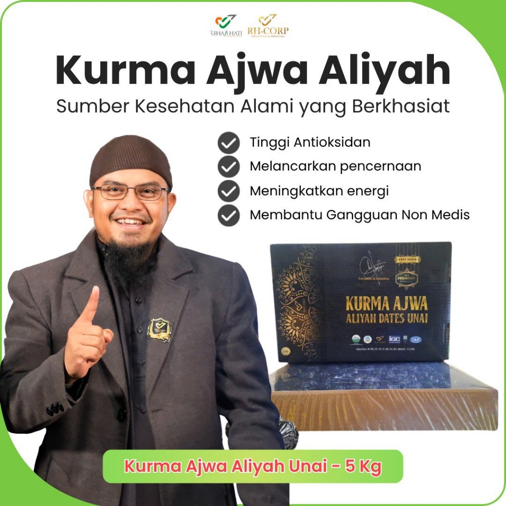 

Kurma Ajwa Aliyah Unai Organic Grade Premium 5kg - Kurma Madina - Kurma Premium - by HERBAL RHCORP Official