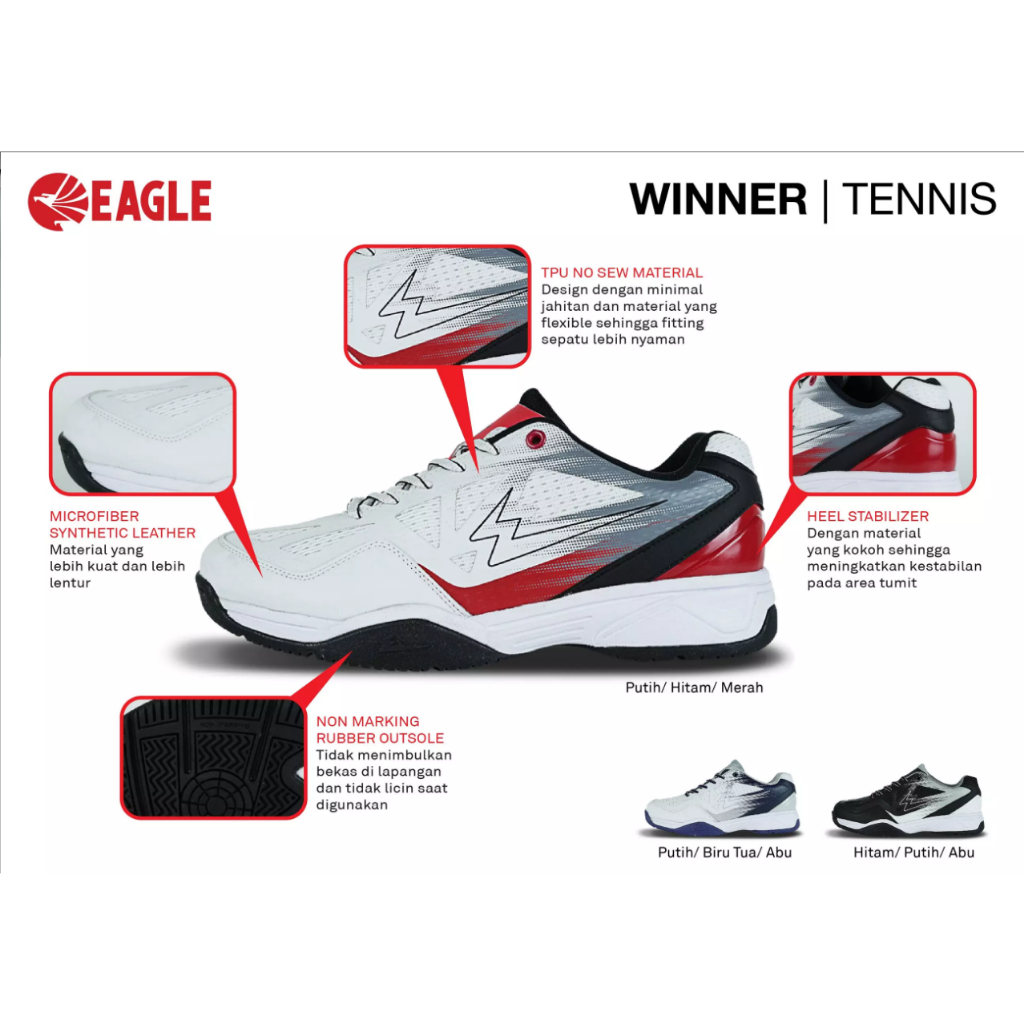 Sepatu Pingpong Pria Wanita / Sepatu Eagle Tenis Meja Winner