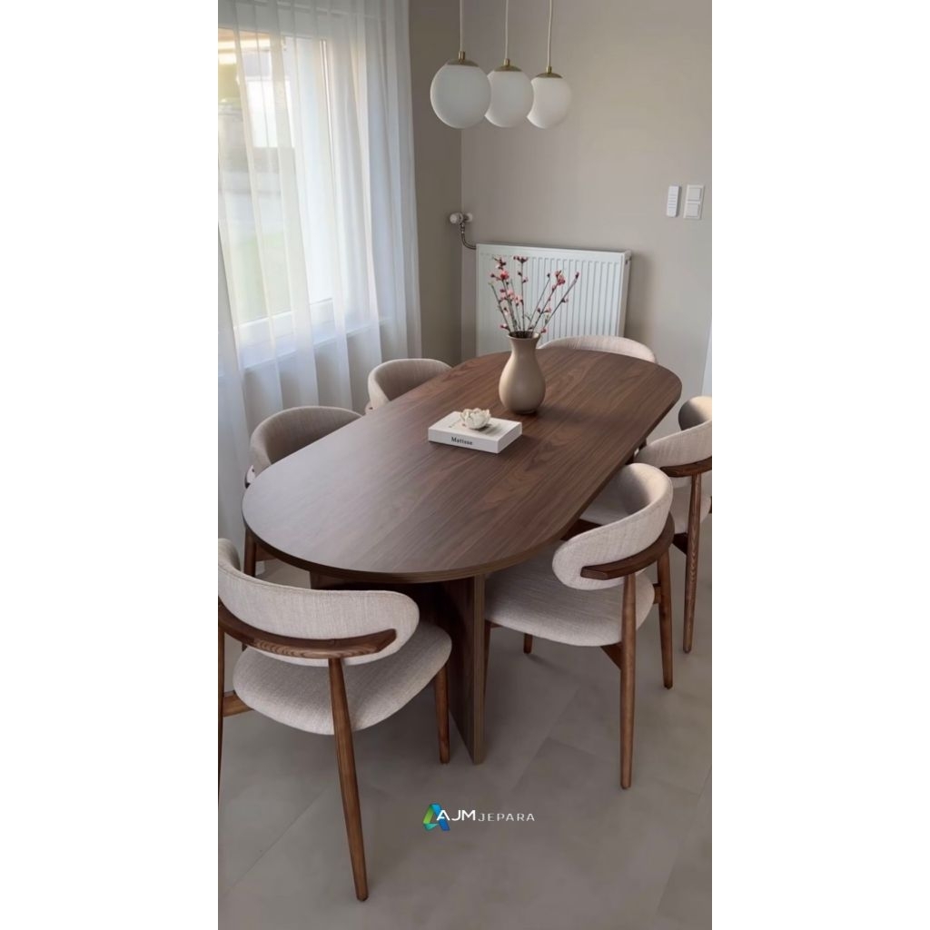 Meja makan kayu jati model terbaru.set meja makan minimalis jati