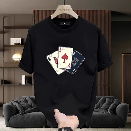 【COD】100% katun Koleksi baru 2025 Outlets Seri Kartu Poker As Sekop Desain Premium Logo 100% Cotton 