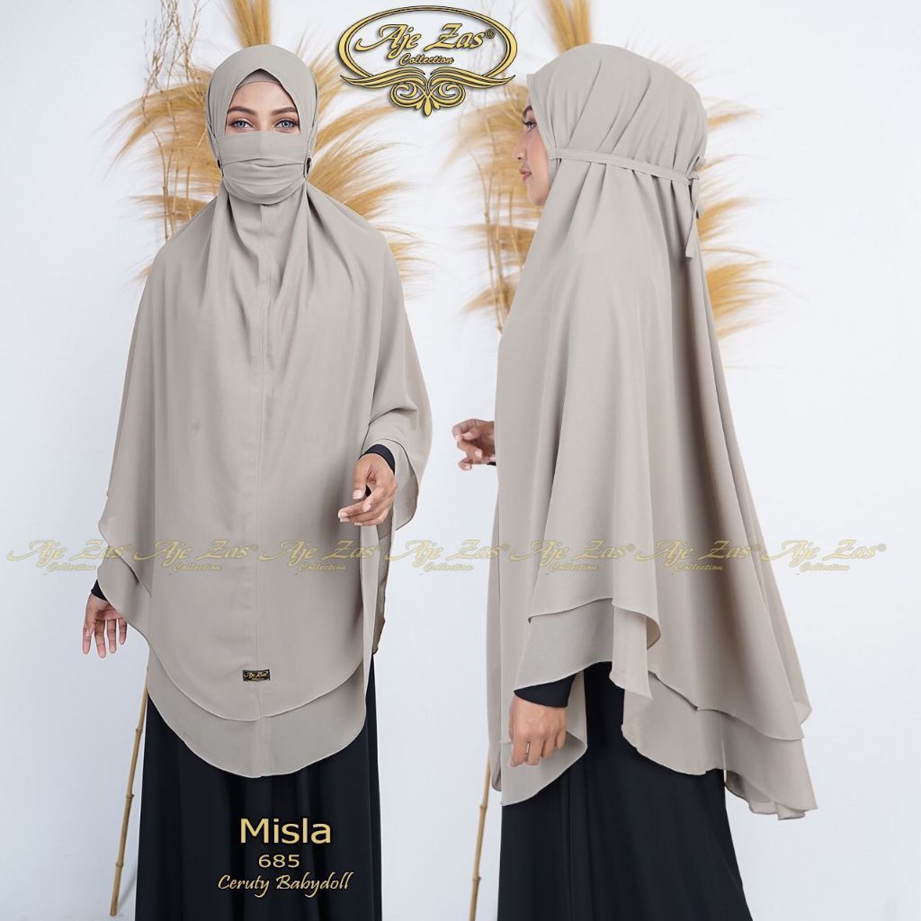 Khimar Hijab Jubah Jumbo Syar'i Tali Tanpa Pet Kode-MISLA Matt Ceruti BabyDoll / Jahitan Rapi