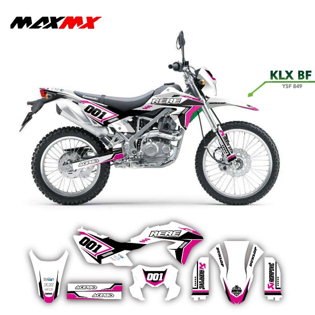 DECAL STIKER KLX 150 BF DEKAL VARIASI STRIPING CUSTOM FULLBODY PUTIH UNGU NEW