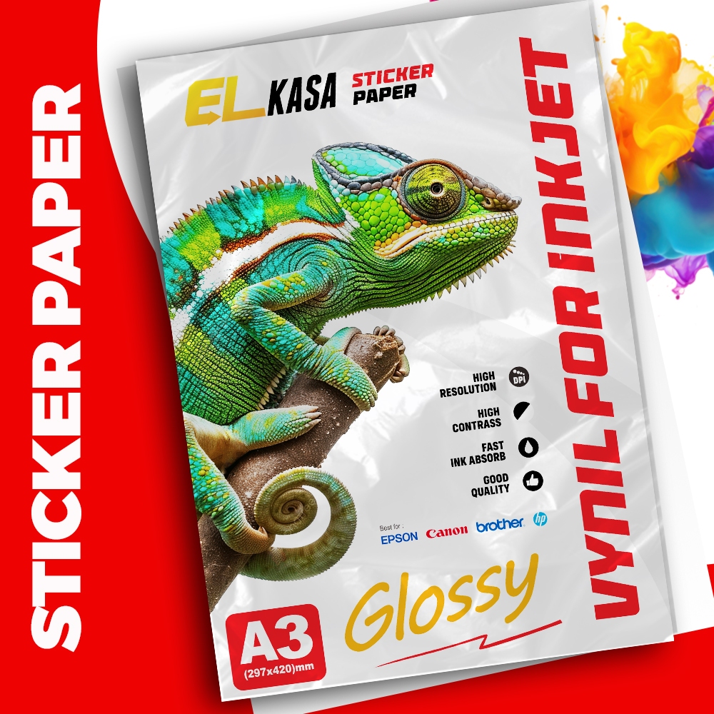 

Kertas Stiker Vinyl Glossy A3 Inkjet Sticker Mengkilap Elkasa