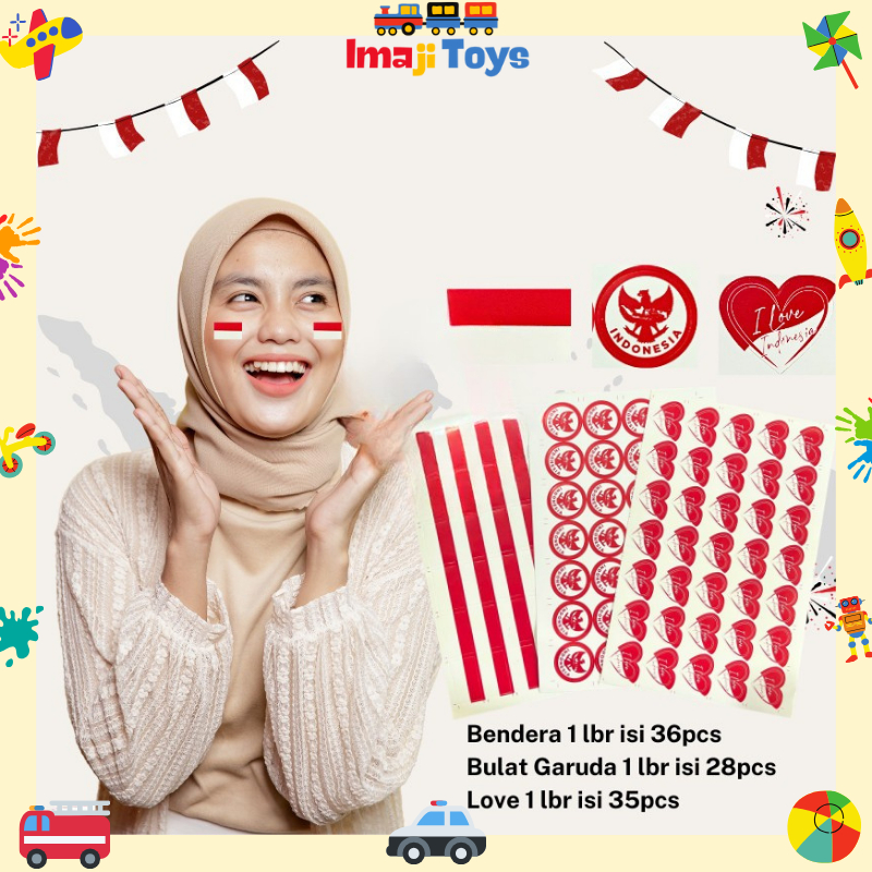 

IMAJITOYS - Stiker Tempelan Pipi 17 Agustus / Stiker Pipi Bendera Merah Putih