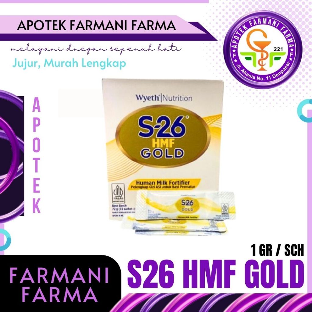 SUSU S-26 HMF GOLD SACHET 1 GRAM / S26 HMF / ECERAN 1 SACHET / HUMAN MILK FORTIFIER GOLD / MENAMBAH 