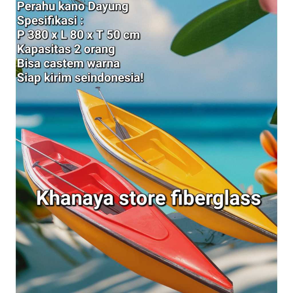 Perahu kano daouble dayung kapsitas 2 orang/perahu dayung fiber/perahu wisata/perahu santai terbaru