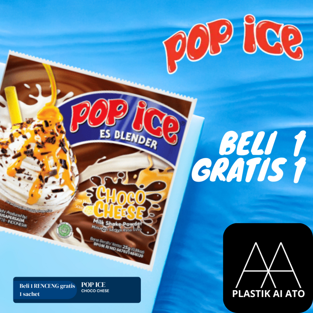 

Pop Ice Milk Shake Powder CHOCO CHESE 23 Gr 10 + 1Pcs BONUS 10 PCS SEDOTAN + PLASTIK / Pop Ice