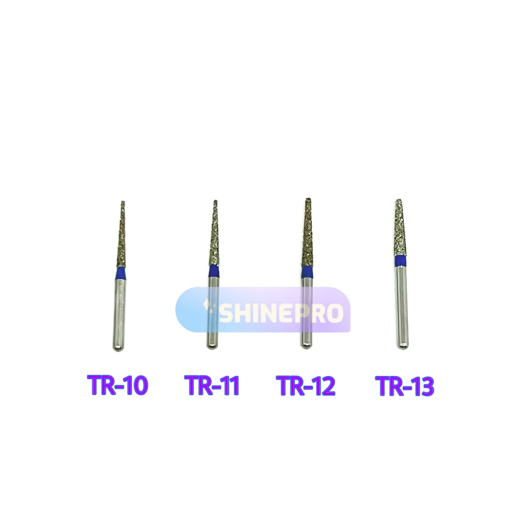 POLOBUR Dental Diamond Bur Tapered Fissure Bur Round End Bur Biru